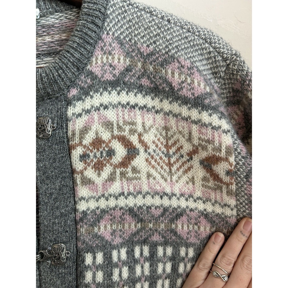 Vintage Maddy Moss Cardigan Sweater Wool Fair Isle Scotland Cottagecore Granny S - Picture 8 of 9
